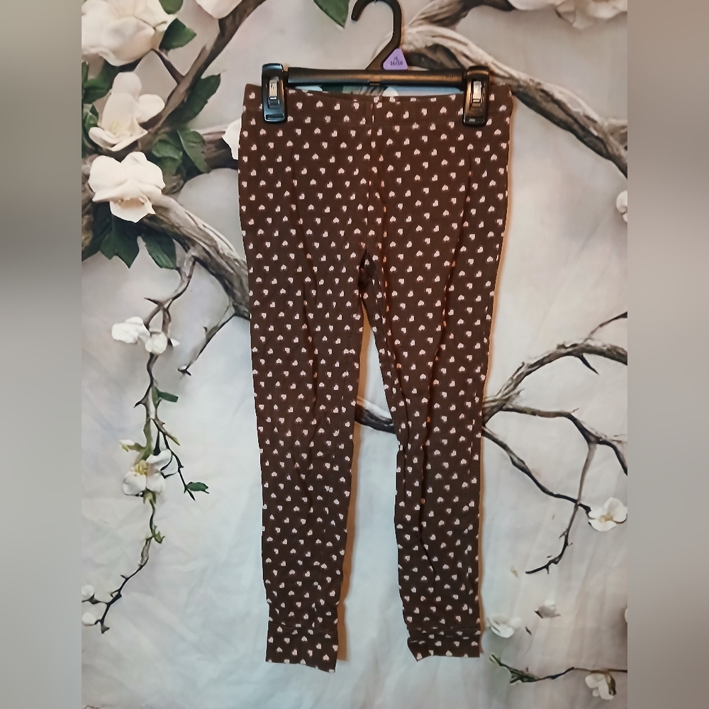 Brown Heart Patterned Leggings